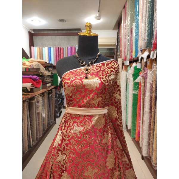 Kain Chongsam Premium Bridal AJH928 SCARLET GOLD