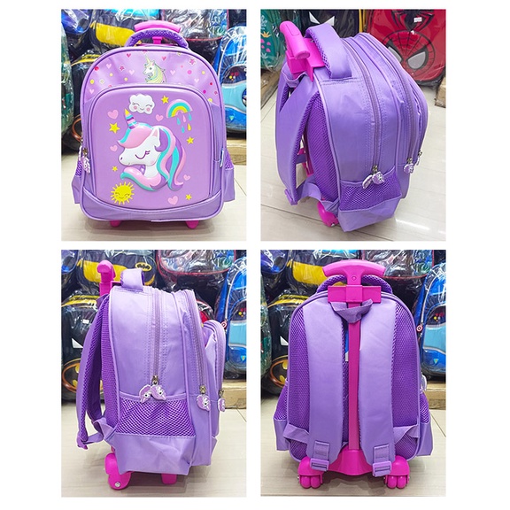 PROMO TROLLEY Roda TAS TROLI DORONG ANAK PEREMPUAN SEKOLAH TK Motif Kuda PONY SUN EMBOS TIMBUL 3Res ( Sun Gemez Meow Sugar Gogo Kumbang 13&quot; )