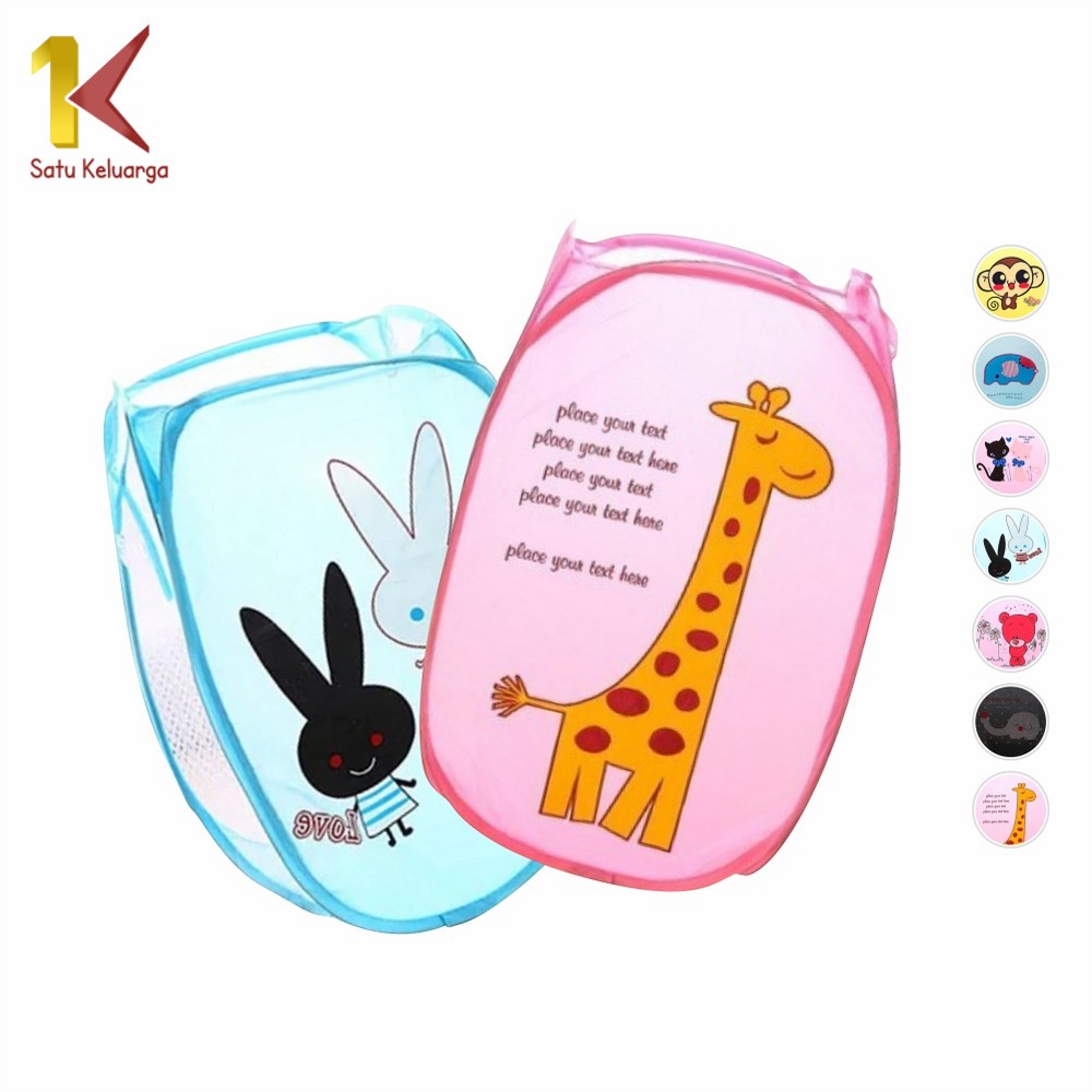 Satu Keluarga Keranjang Baju Kotor Lipat Karakter C500 Keranjang Laundry Bag Keranjang Cucian Portab
