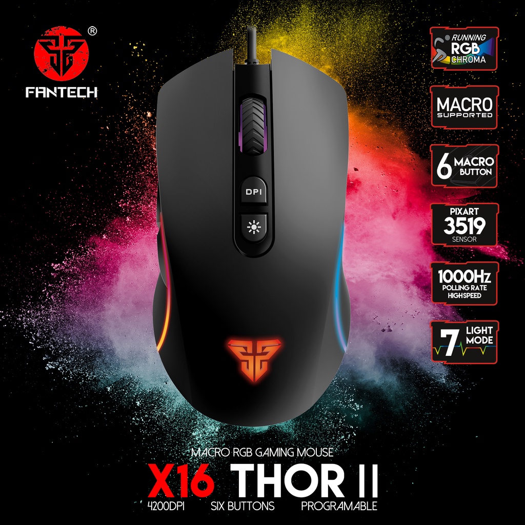 Mouse Fantech X16 Thor II Ergonomic RGB Wired Gaming