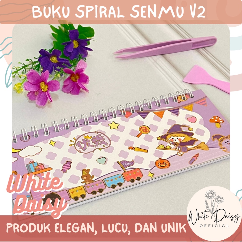 

sticker set senmu buku spiral Versi 2 + Perata, Pinset premium lucu