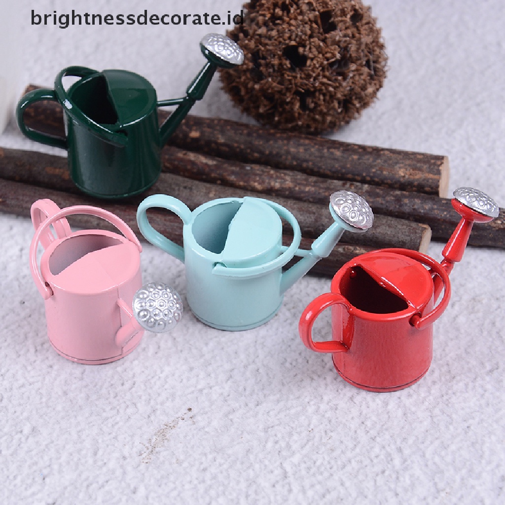 [Birth] 1per12alatan Metal Watering Can Taman Miniatur Dekorasi Untuk Anak Boneka Anak [ID]