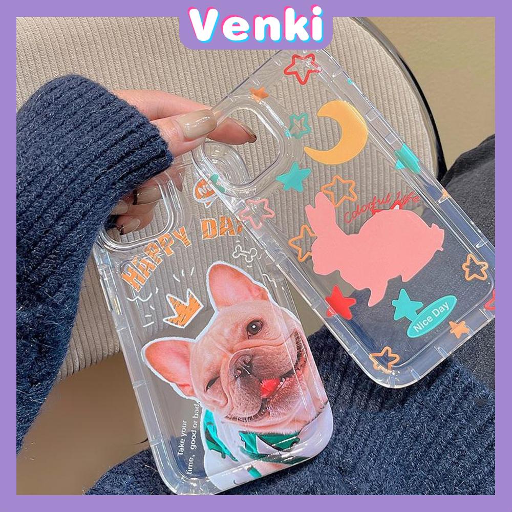 Case For iPhone 14 Pro Max TPU Soft Jelly Airbag Case Cute Dog and Rabbit Clear Back Cover Camera Protection Shockproof For iPhone 14 13 12 11 Plus Pro Max 7 Plus X XR