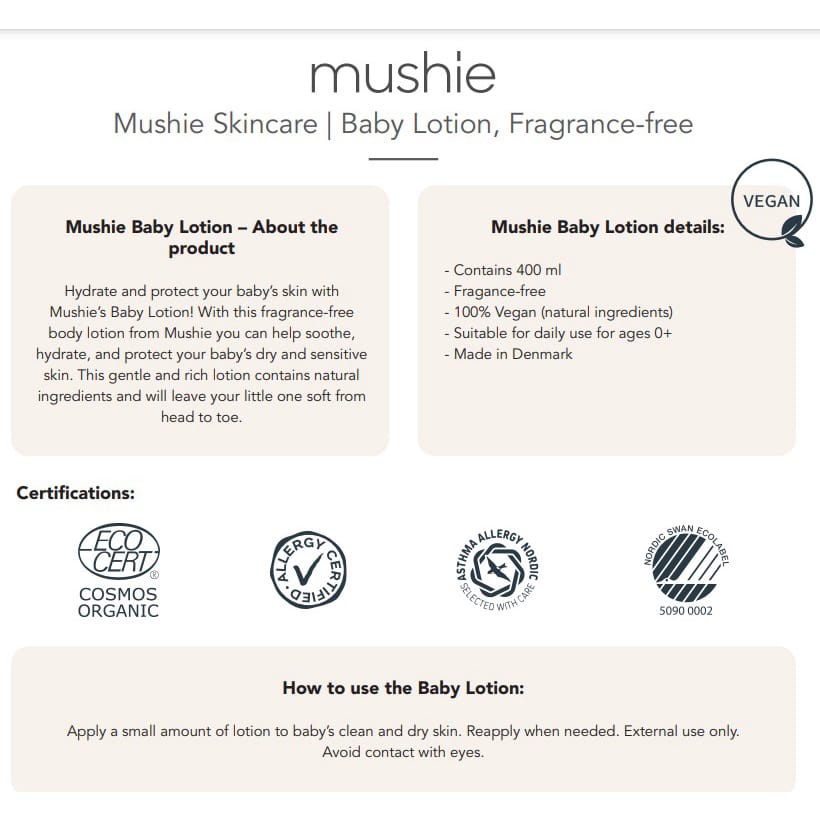 Mushie Baby Lotion 400ml / Body Lotion Bayi