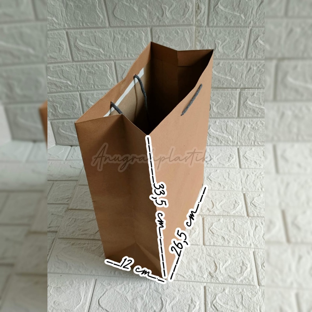 

Paper Bag Coklat Polos Uk 26,5 x 12 x 33,5 cm Paper Bag Kertas