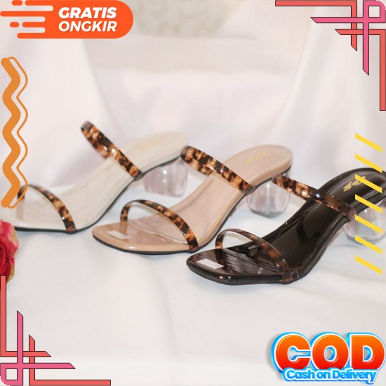 Sandal/Sepatu Heels Hak Tahu 3Cm Flat Jelly Rantai Tali Slop Wanita | Sendal Pesta Perempuan Hak Tin