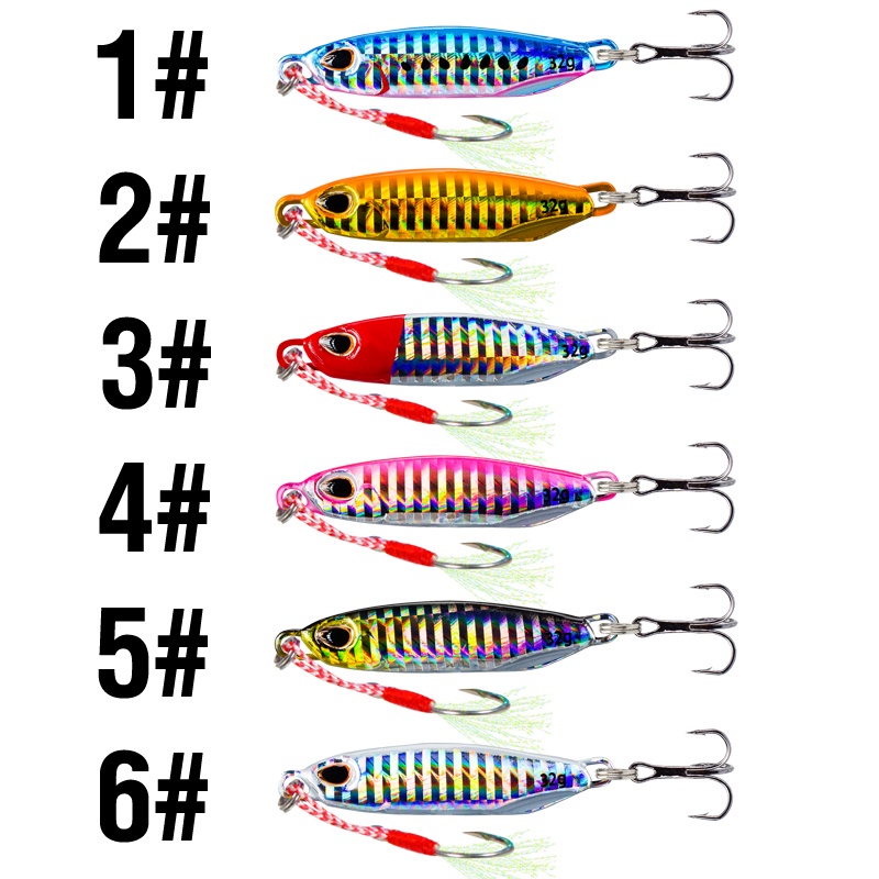 16g/32g Metal Jig Umpan Pancing 1PCS 3D Mata Memancing Umpan Jigging Lure Memancing Aksesoris Treble Hook Double Fishing Ring 6warna Troli Umpan Jigging