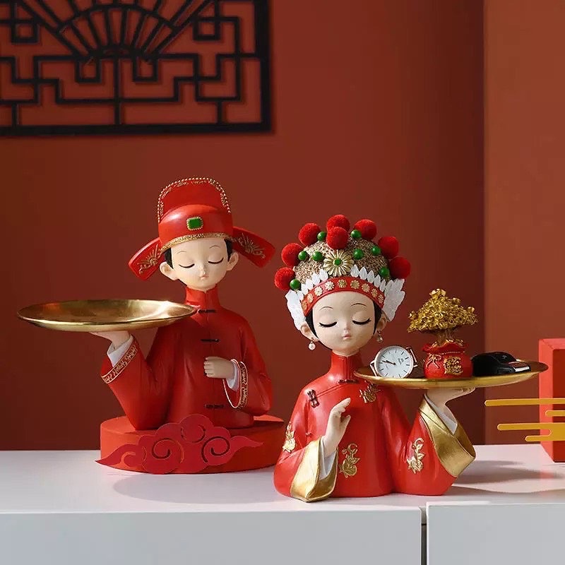 set couple chinese bride and groom storage tray / 1 set pasangan