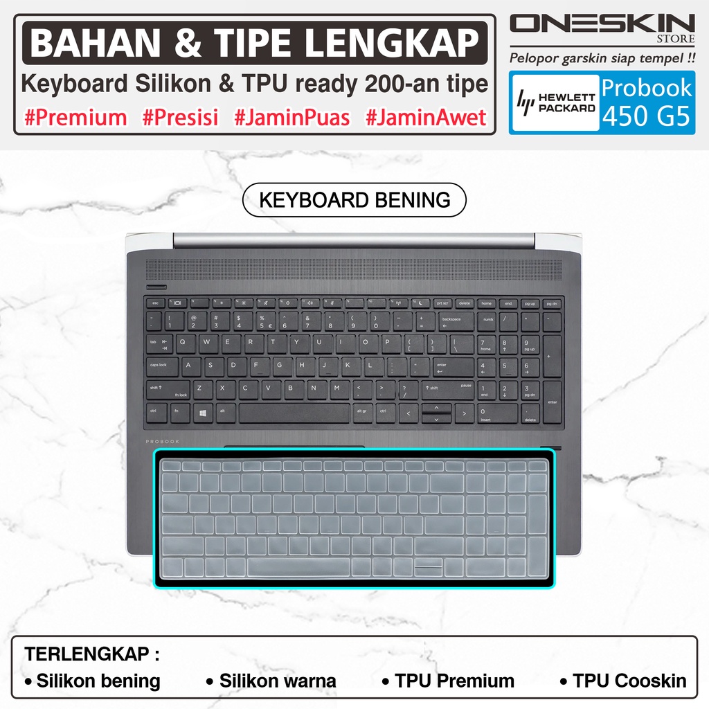 Garskin Sticker Laptop Pelindung Keyboard Screen Protector HP ProBook 450 G5 Gambar Full Body Silikon Bening Warna Glossy Doff Anti Blueray