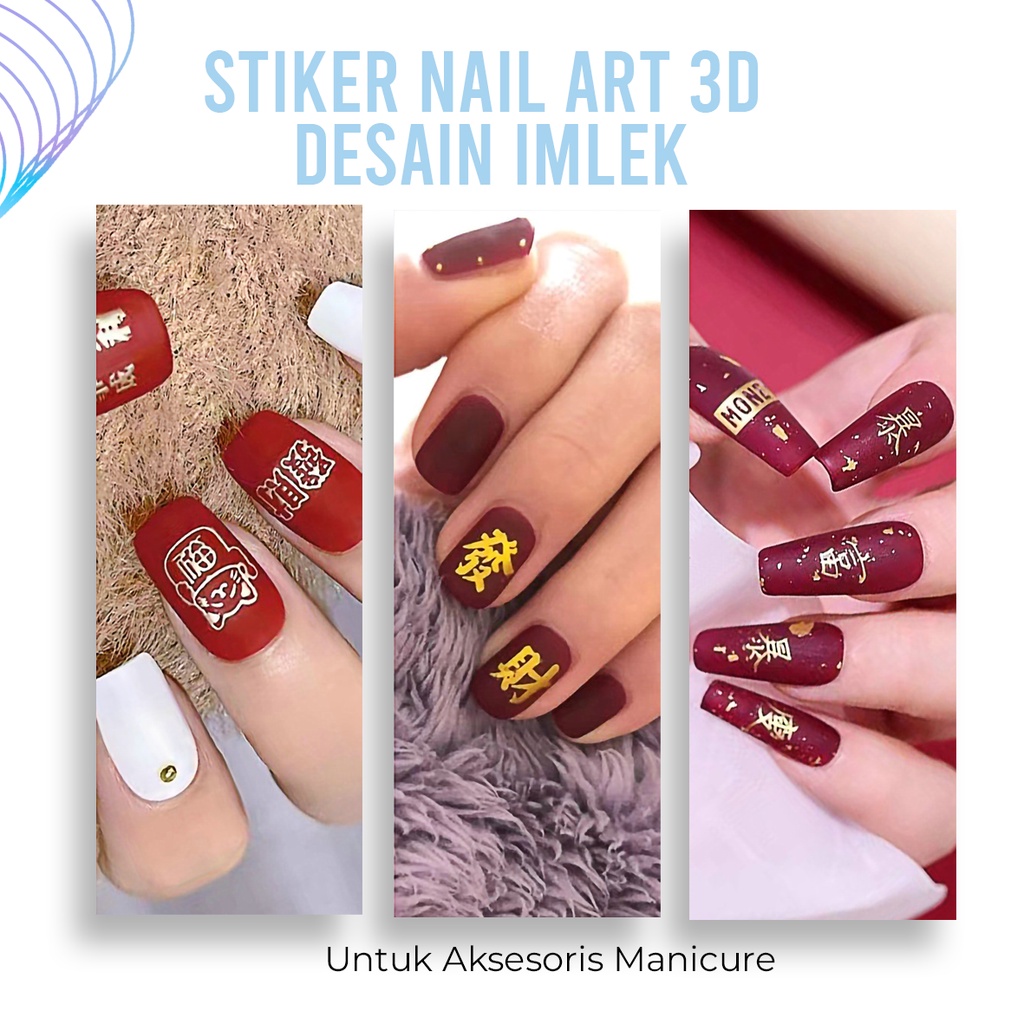 [ COD ] Stiker Nail Art 3D Desain Imlek Untuk Aksesoris Manicure/For Nail Art Decoration/Tema Imlek