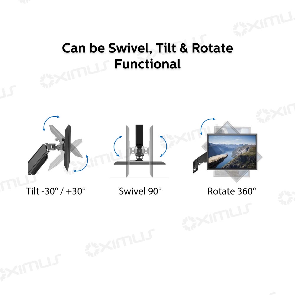 BRACKET MONITOR GAS SPRING OXIMUS P100 TILT SWIVEL ROTATE USB 3.0 x2