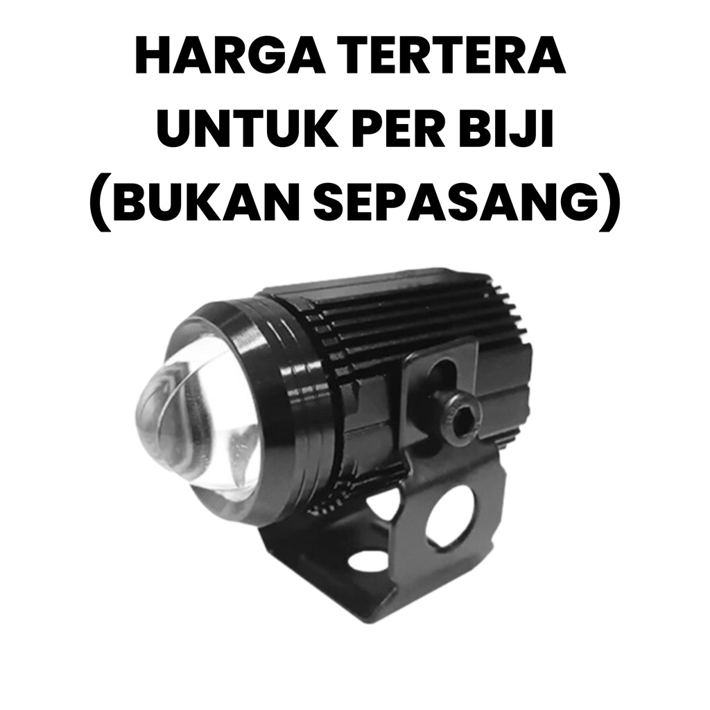 Lampu Tembak Sorot Laser LED D2 , Mini Projie 1 mata / Mini Projector 2 warna (Putih Kuning) Mobil Motor - 20 WATT DC 12volt