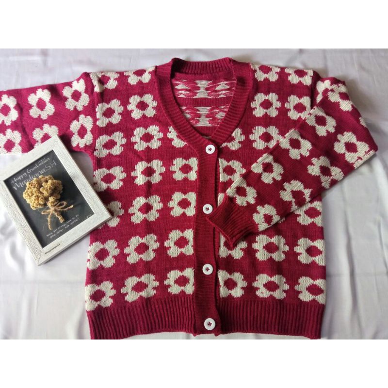 KARDIGAN FLOWER URBAN KANCING RAJUT / CARDY WANITA RAJUT / KARDIGAN TERBARU