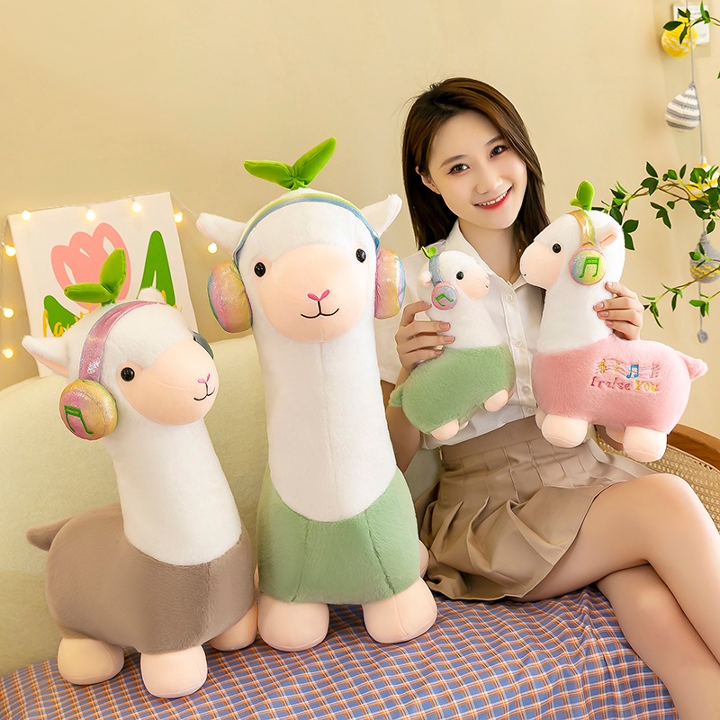 Boneka Alpaca Dengar Musik Viral Cute Pakai Headset Bahan Plus Yelvo Halus