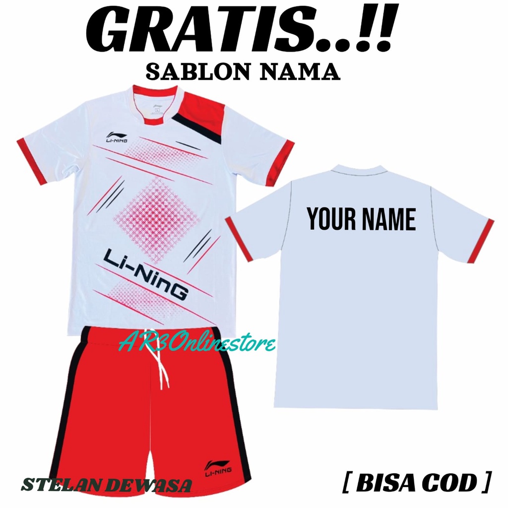 ( FREE SABLON NAMA ) Baju olahraga pria/wanita dewasa kaos badminton bulutangkis tenis voli bola futsal motif terbaru