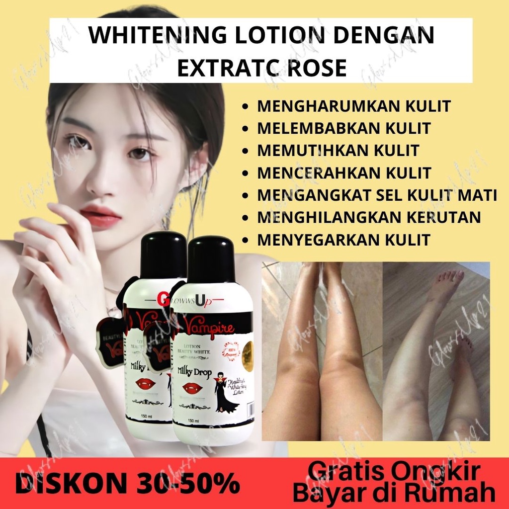 VAMPIRE Beauty White Whitening Body Lotion With Rose Extract - Putih 150 ml