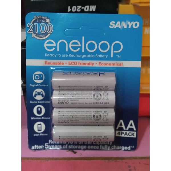 Baterai SANYO Eneloop AA isi 4 pcs Typ:2500mah/Min:2400mah Up To 2100