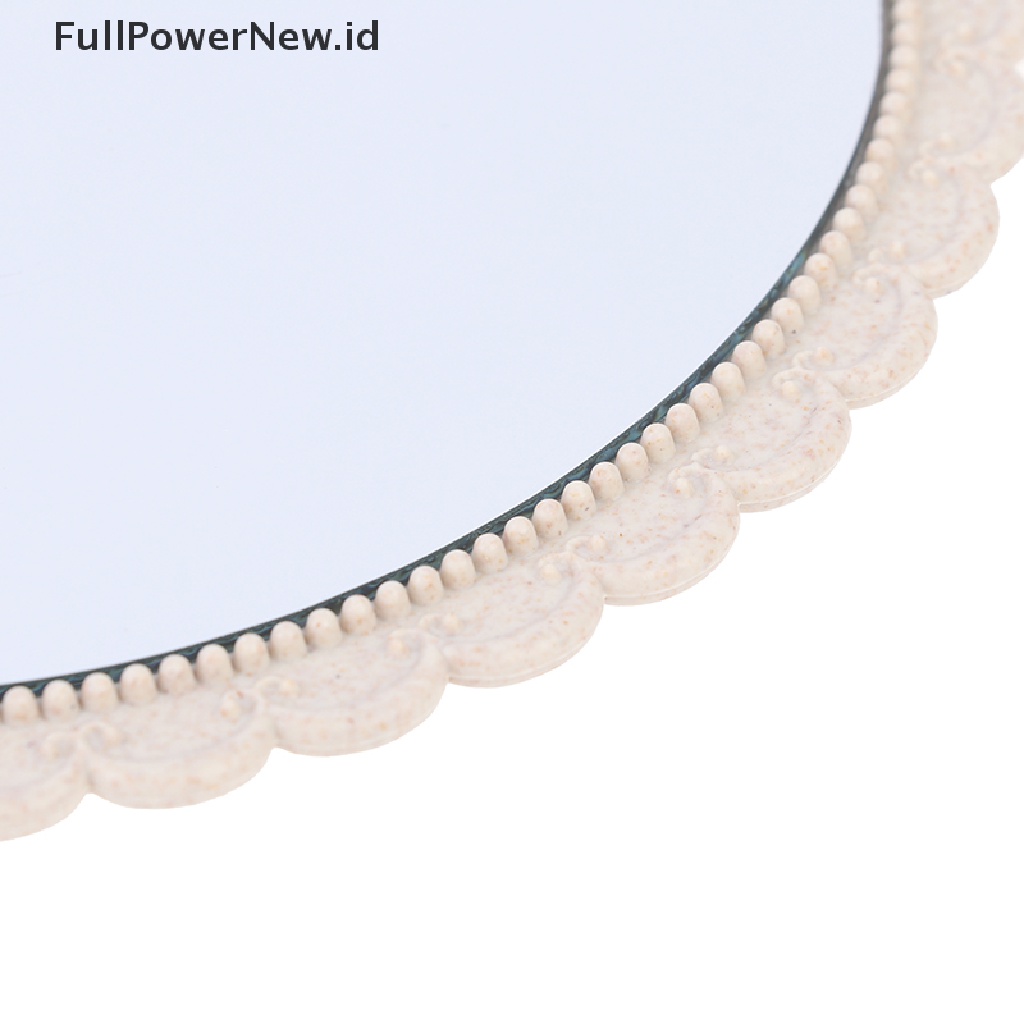 Power Vintage Ukir Handheld Vanity Mirror Kaca Rias Cermin Tangan Gagang Kosmetik ID