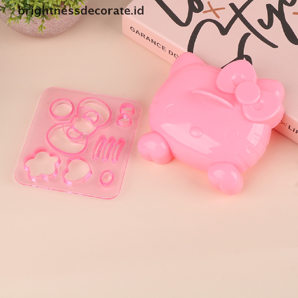 [Birth] 1set Kartun KT Bentuk Kucing Silikon Rice Ball Mold Bento Emboss Molds DIY Tool [ID]