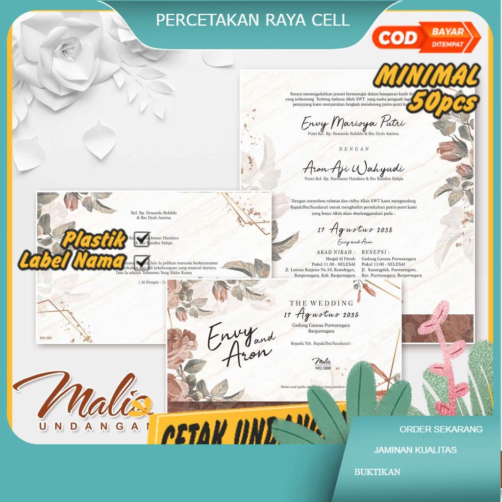 

Cetak Kartu Undangan Desain Rustic Aesthetic Vintage Elegant Mewah Unik Kode Maliq 88