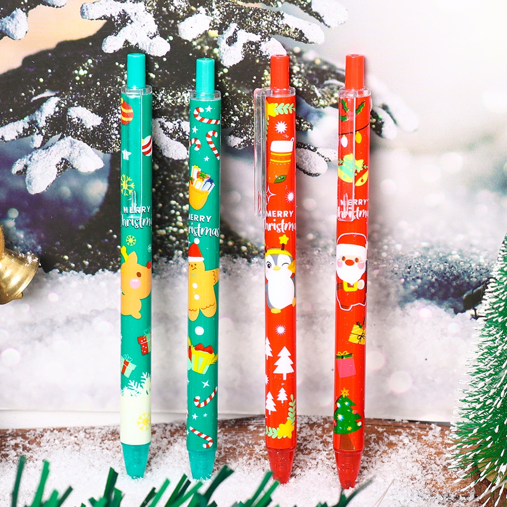 [Harga Grosir]1 Pc Pulpen Gel Motif Kartun Rusa Snowman Santa Claus Warna Acak Untuk Alat Tulis Sekolah / Kantor