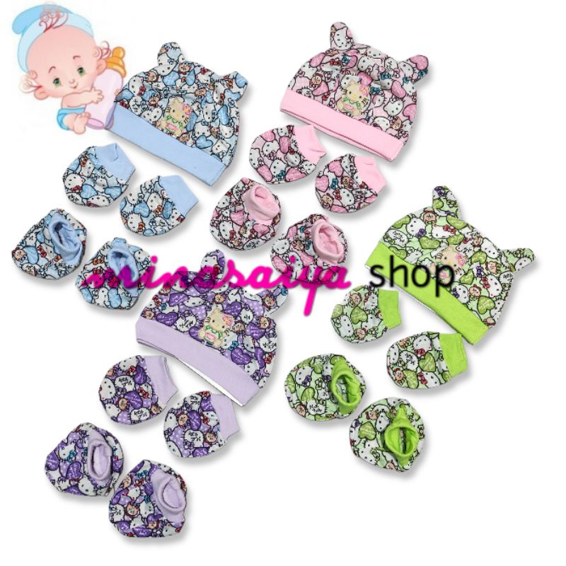 KUPUKUPU Set Topi Sarung Tangan dan Kaki Seri Warna