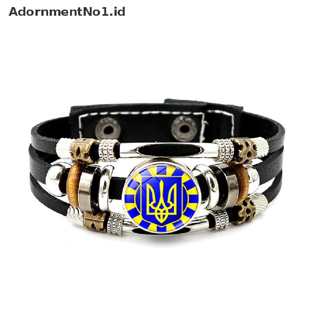 [AdornmentNo1] Gelang Manik-Manik Perhiasan Bendera Multilayer Gelang Kulit PU [ID]