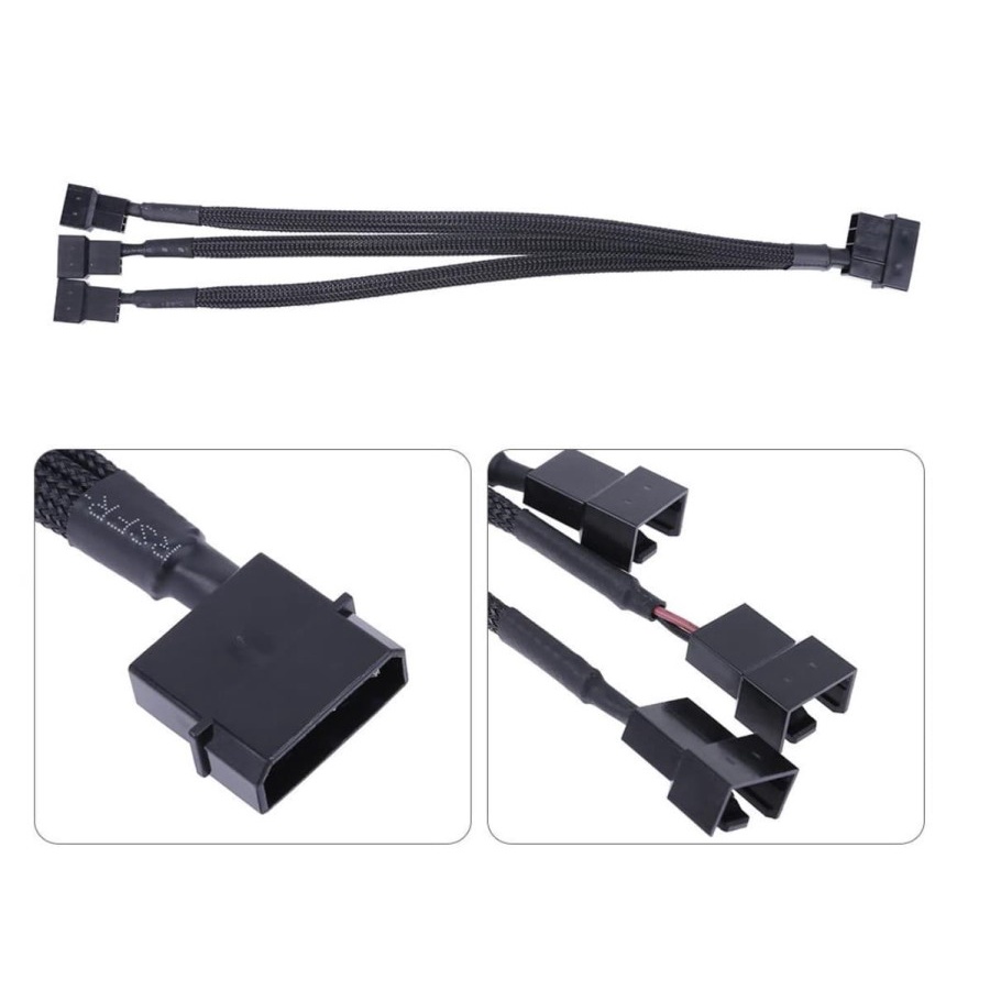 (UMU SUPPLIER) Kabel Splitter Fan Hub 4pin 3pin x3 to Molex 4pin Extension Kipas PC