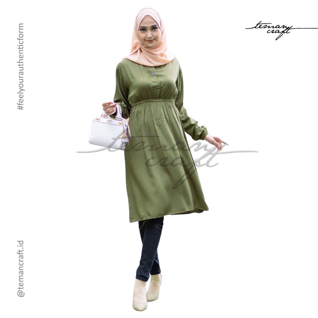 Baju Atasan Wanita - Teman Viara Tunik Polos Rayon Uniqlo Premium