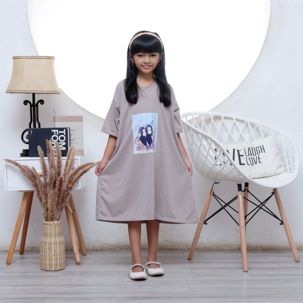 DRESS KAOS ANAK 9 - 10 MODEL KARAKTER KEKINIAN ADEM MURAH