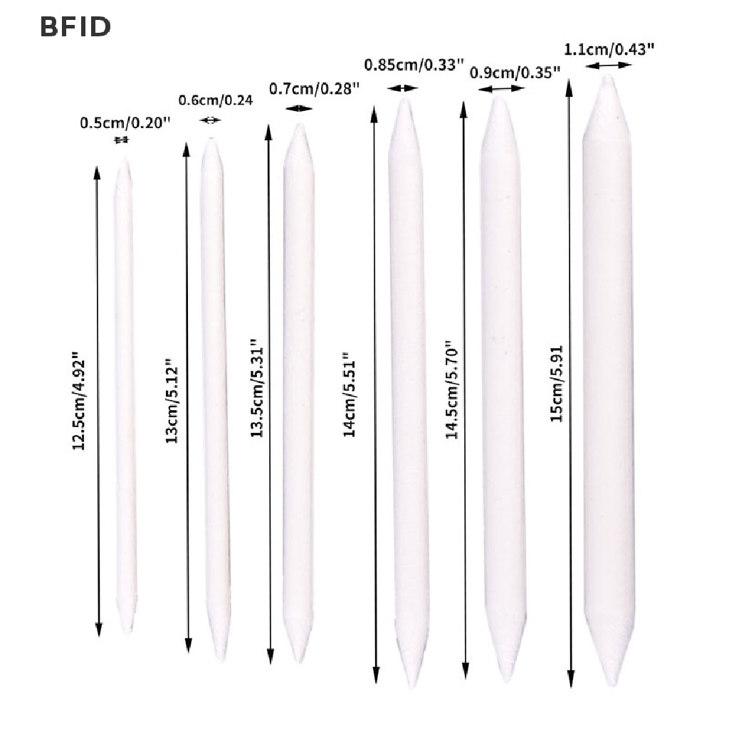 [BFID] 6pcs/set Blending Smudge Stump Stick Tortillon Sketch Art Arang Gambar Putih [ID]