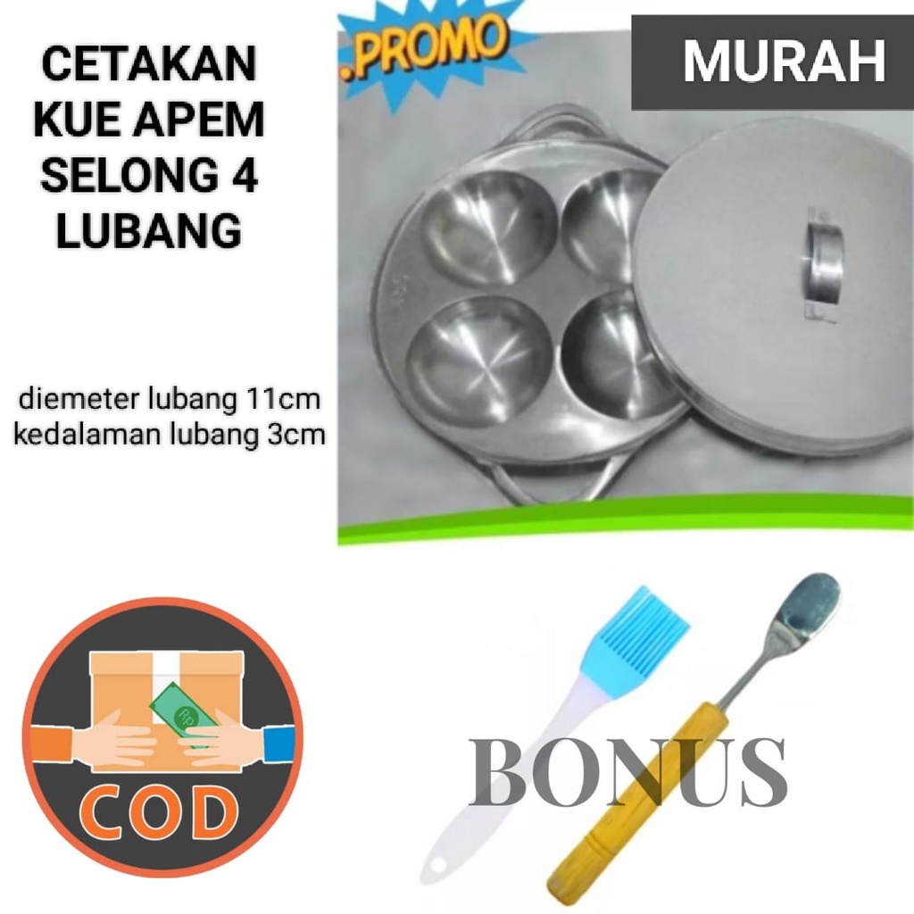 CETAKAN KUE APEM SELONG ISI 4 LUBANG BAHAN ALUMINIUM COR TEBAL