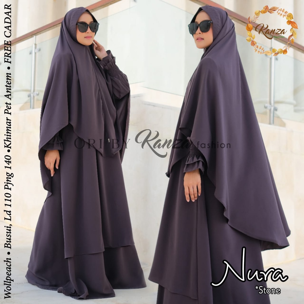 Nura Gamis Syari Muslim Khimar Pet Anthem Original Produk By Kanza Fashion