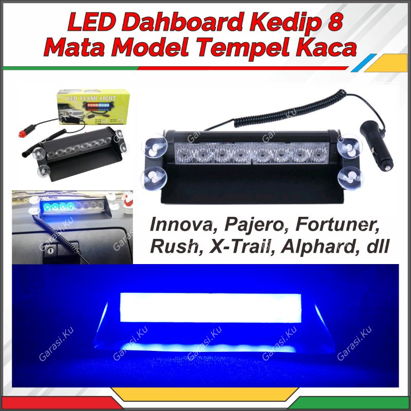 LAMPU LED MOBIL KEDIP TEMPEL KACA DASHBOARD KABIN DEPAN 8 TITIK MATA LED BIRU MERAH AVANZA XENIA JAZ