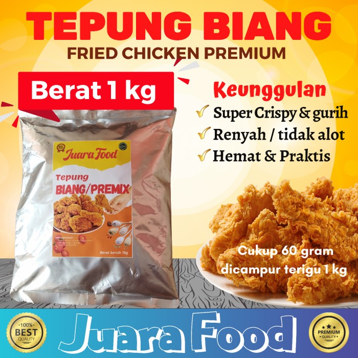 

Biang Tepung Bumbu Fried Chicken Premium Berat 1 kg Merk Juara Food