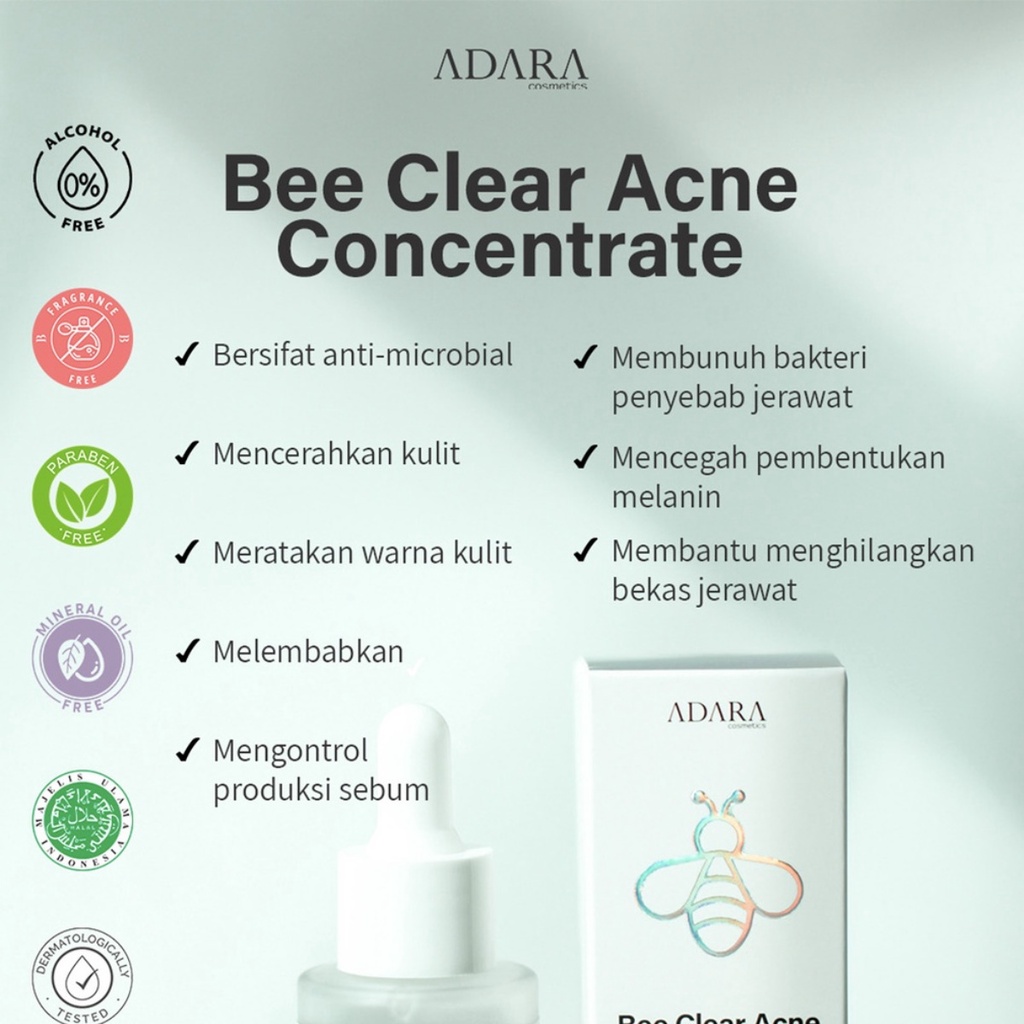 ADARA Bee Clear Acne Concentrate 20ml | Bee Venom + TR Salicylic Acid + 3HA Serum