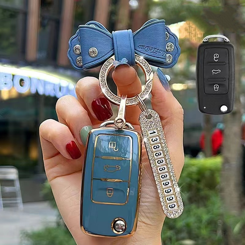 Untuk Volkswagen Case Kunci Mobil Cover Golf7 MK7 Tiguan MK2 Ateca Leon Fr2 Ibiza Skoda Octavia Remote Key Protector Holder Shell Fob