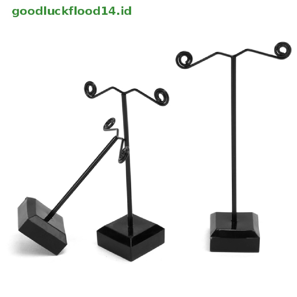 [GOOGFOUR] Logam Display Perhiasan Berdiri Hitam Akrilik Bening Stud Anting Holder Hook Hanger Counter Case Organizer Perhiasan Bouches Ornamen [TOP]