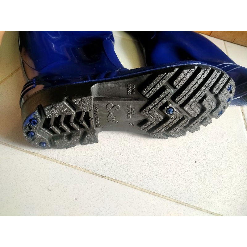 sepatu boot biru steffi panjang karet apd
