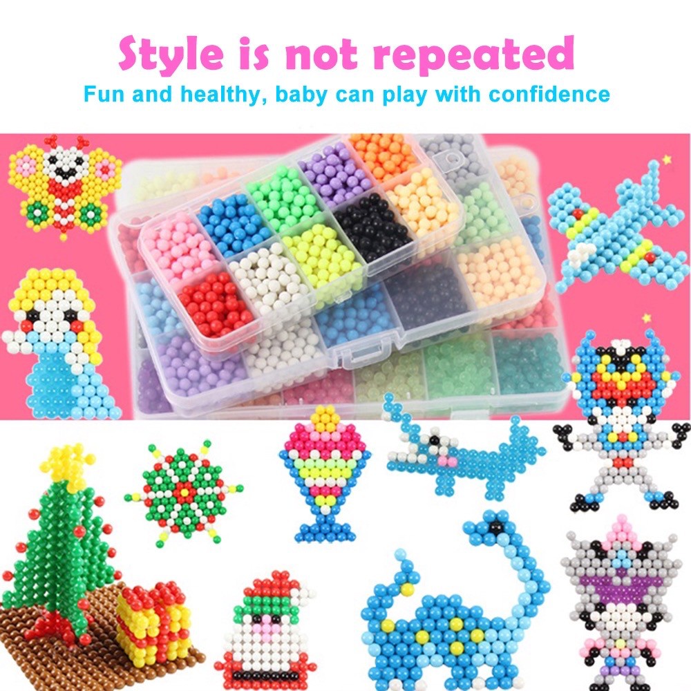 Mainan kreatifitas anak, Mainan DIY beads anak, DIY kerajinan tangan aquabead gantungan kunci