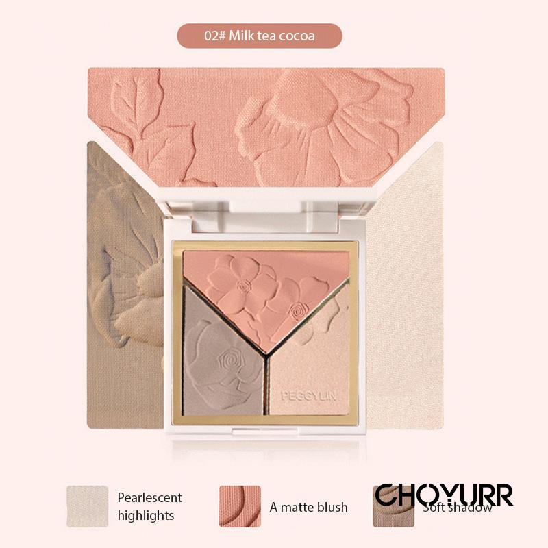 【COD】K'APEINE 3 In 1 Highlighter / Blusher / Shadow Palette Contour Powder Makeup Palet Brightening Matte Glitter Powder Alami-CH