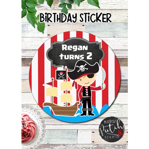 

custom birthday sticker tema pirate