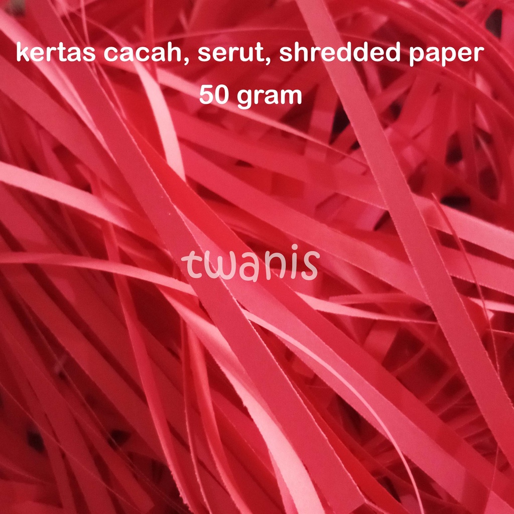 

Kertas Cacah Serut Shredded Paper untuk alas Hampers Warna Merah isi 50 gram khusus Jogja kirim OJOL