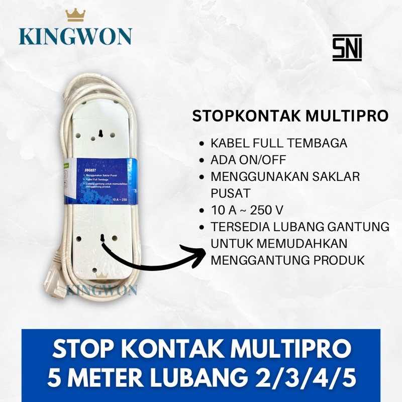 STOP KONTAK MULTI SWITCH ON OFF KABEL 5 METER 5 LUBANG COLOKAN LISTRIK FULL KABEL SNI DEXICON