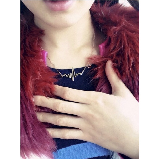 ✅ Terbaru Kalung Wanita Korea Frekuensi Love Necklace choker rantai korea dengan liontin detak jantung wanita simple aksesoris murah