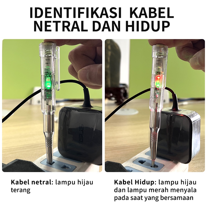 ISKU obeng tespen listrik paling kuat/taspen cek kabel putus dual led/testerpen pendeteksi kabel putus/tespen digital ac/dc serbaguna multifungsi/testerpen listrik otomatis