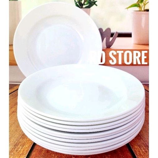 promo 12.pcs piring makan cekung polos semie melamine mika