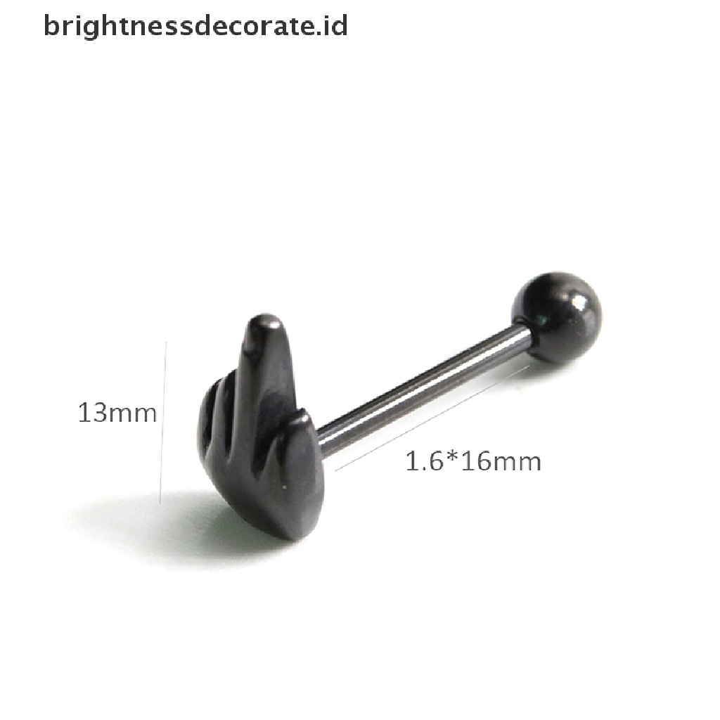 [Birth] Punk Stainless Steel Finger Kiss Lidah Cincin Perhiasan Cincin Barbel Tubuh [ID]