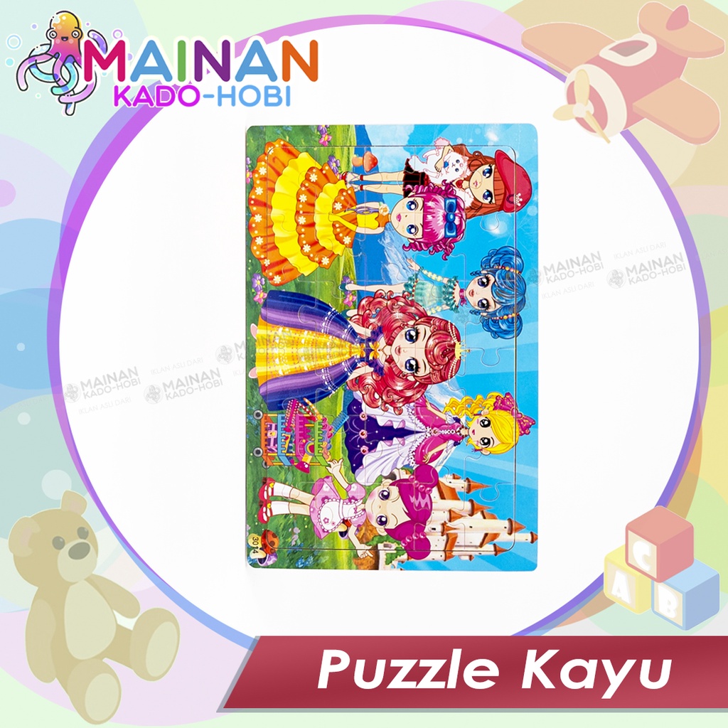 MAINAN ANAK JIGSAW PUZZLE KAYU 3D KARAKTER PRINCESS