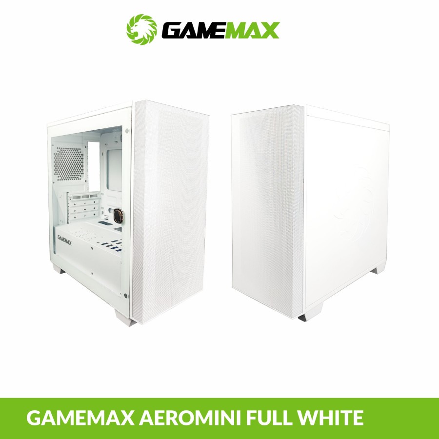 GAMEMAX Aero Mini PC Gaming Micro ATX/Casing Komputer Aero Mini RGB - Putih No Fan